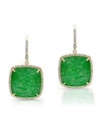 Anne Sisteron - Metallic 14kt Yellow Gold Jade Cushion Cut Diamond Earrings - Lyst