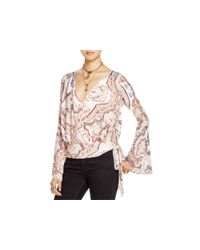 Free People | Red Fiona's Paisley Print Wrap Top | Lyst