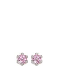 CZ by Kenneth Jay Lane | Pink Pear Cut Pavé Flower Clip Earrings | Lyst