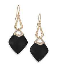 Alexis Bittar | Metallic Sport Deco Lucite & Crystal Double-link Drop Earrings/black | Lyst
