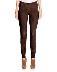 Lafayette 148 New York | Brown Magic Stretch Suede Slim Pants | Lyst