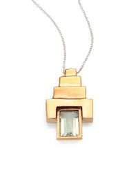 Aesa | Metallic Green Amethyst Stepping Stones Pendant Necklace | Lyst