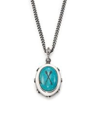 King Baby Studio | Metallic Oval Bezel Turquoise Pendant Necklace | Lyst