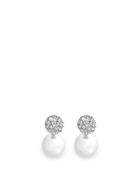 Kenneth Jay Lane | White Crystal Pavé Stud Baroque Resin Pearl Earrings | Lyst