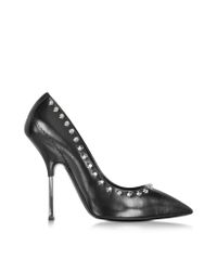 Giuseppe Zanotti | Yvette Studded Point Toe Black Leather Pump | Lyst