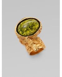 Saint Laurent | Green Goldtone Arty Ovale Ring for Men | Lyst