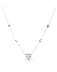 Anne Sisteron - 14kt White Gold Diamond Double Halo Triangle Necklace - Lyst
