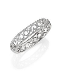 Adriana Orsini | Metallic Pavé Crystal Filigree Bangle Bracelet/Silvertone | Lyst
