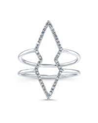 Anne Sisteron | Metallic 14kt White Gold Diamond Double Open Spear Ring | Lyst