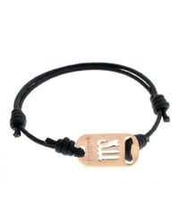 Tateossian | Zodiac 18k Rose Gold Virgo Black Waxed Cord Bracelet for Men | Lyst