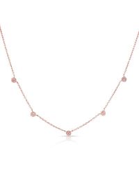 Anne Sisteron - Pink 14kt Rose Gold 5 Mini Diamond Disc Necklace - Lyst