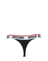 Moschino | Black Logo Trim Microfiber Thong | Lyst