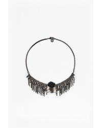 French Connection | Black Shaky Rose And Spike Necklace | Lyst