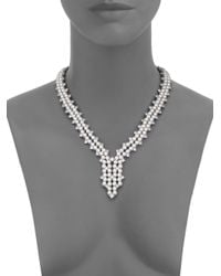 Adriana Orsini | Metallic Garden Gate Faux Pearl Drama Y Necklace/silvertone | Lyst