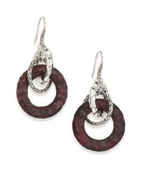 John Hardy | Purple Palu Rose Wood Sterling Silver Link Drop Earrings | Lyst