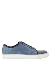 Lanvin | Blue Patent Leather & Suede Sneakers for Men | Lyst
