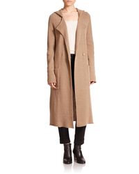 ATM | Brown Felted Double-breasted Hooded Coat | Lyst