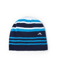 J.Lindeberg | Blue Multistriped Beanie Hat for Men | Lyst
