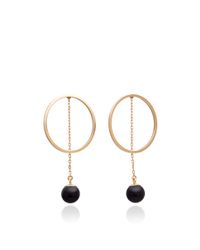 Mateo | Metallic Circle Hoop With Onyx Earrings | Lyst