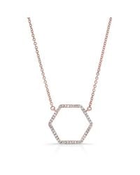 Anne Sisteron - Pink 14kt Rose Gold Diamond Hexagon Shaped Necklace - Lyst