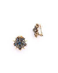 Oscar de la Renta | Metallic Goldplated Crystal Clip Earrings | Lyst