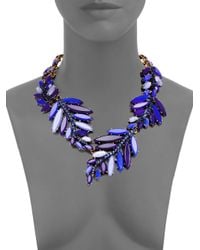 Oscar de la Renta | Blue Swarovski Crystal Leaf Necklace | Lyst