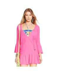 Polo Ralph Lauren | Pink Ruffled Cotton Tunic | Lyst