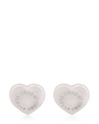 Marc By Marc Jacobs | Metallic Heart Shaped Domed Logo Earrings | Lyst