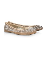 Jimmy Choo | Natural Weber Crystal-embellished Suede Ballet Flats | Lyst