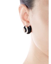Kenneth Jay Lane | Black Crystal Pavé Enamel Seashell Clip Earrings | Lyst
