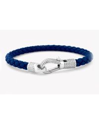 Tateossian - Ziggy Bracelet In Blue Leather With Silver Clasp for Men - Lyst