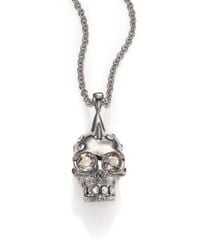 Alexander McQueen | Metallic Punk Skull Crystal Pendant Necklace | Lyst