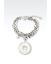 Emporio Armani | Metallic Bracelet In Steel And Mother-Of-Pearl | Lyst
