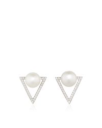 Fallon | Metallic Pave Pearl And Triangle Earrings | Lyst