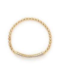 Carat* | Metallic 'india' Diamanté Pavé Gold Vermeil Elastic Bracelet | Lyst