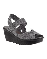 Bernie Mev | Gray Fame Wedge Sandal Pewter Fabric | Lyst