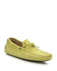 Tod's | Green Suede Gommini Tie-front Drivers for Men | Lyst