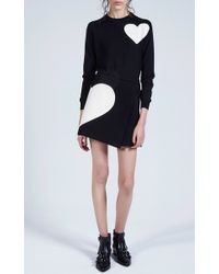 MSGM | Black Felted Wool Heart Intarsia Wrap Skirt | Lyst