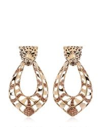 Roberto Cavalli | Metallic Topaz & Gold Plated Leopard Earrings | Lyst
