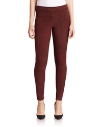 VINCE | Brown Stretch Suede Ankle-zip Leggings | Lyst