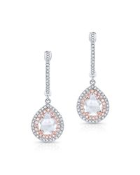 Anne Sisteron | Metallic 14kt White And Rose Gold White Topaz Diamond Double Halo Earrings | Lyst