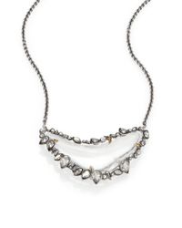 Alexis Bittar | Metallic Crystal Jagged Framed Crescent Pendant Necklace | Lyst