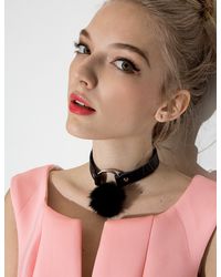 Pixie Market - Black Valfre Luna Fur Choker - Lyst