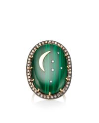 Andrea Fohrman | Green Oval Malachite Ring with Crescent Moon | Lyst