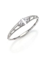 Adriana Orsini | Metallic Deco Pave Arrow Cuff Bracelet/silvertone | Lyst