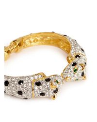 Kenneth Jay Lane | Metallic Crystal Pavé Strass Cheetah Bangle | Lyst