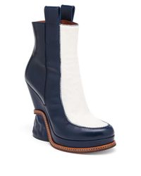 Fendi | White Leather & Calf Hair Two-tone Booties | Lyst