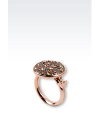 Emporio Armani | Metallic Ring In Gold-Plated Steel And Topaz | Lyst