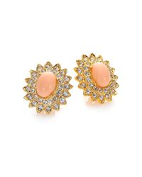 Kenneth Jay Lane | Metallic Cabochon Oval Clip-on Button Earrings | Lyst