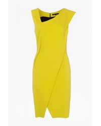 French Connection | Yellow Lula Stretch Asymmetric Dress | Lyst